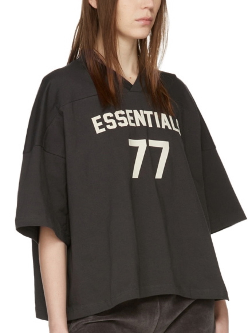 Essentials Black Boxy Jersey Top